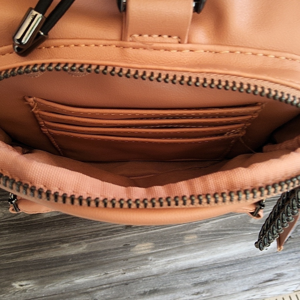 RACHEL Rachel Roy Peach Backpack with Buckle & Chain And Pockets Galore! - Picture 7 of 16
